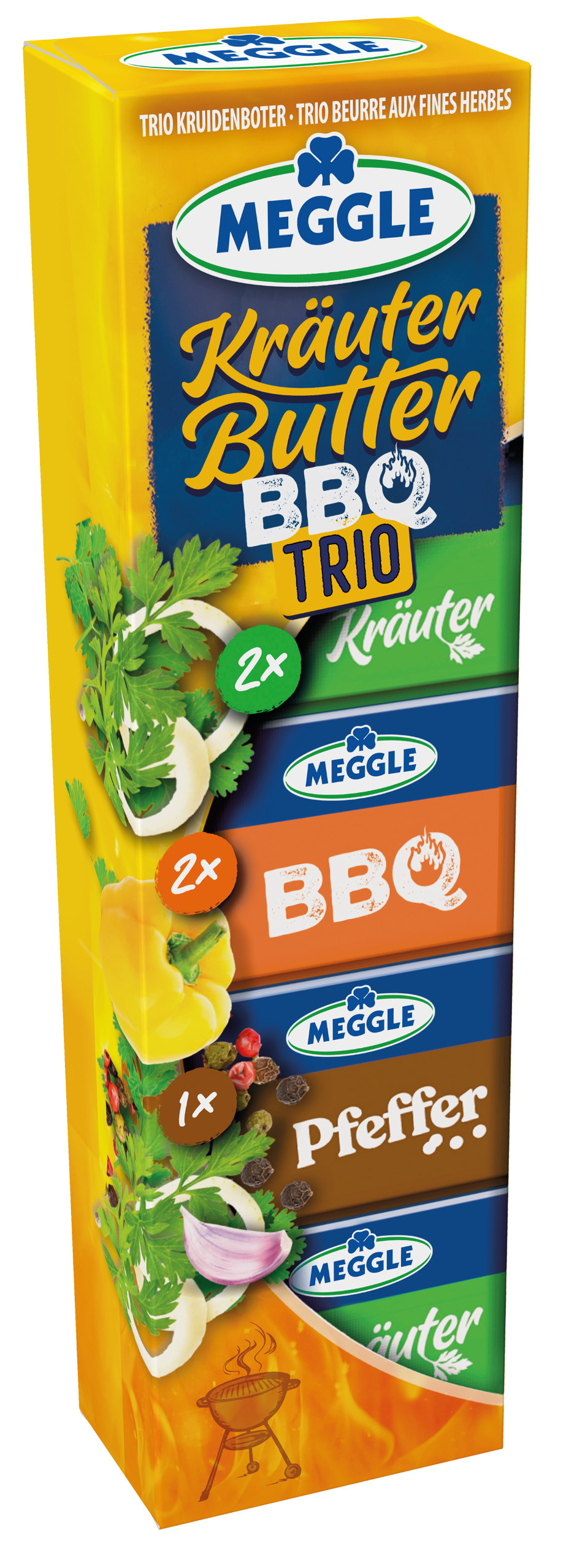 MEGGLE Kräuter-Butter BBQ Trio 5×20 g – MEGGLE Foodservice